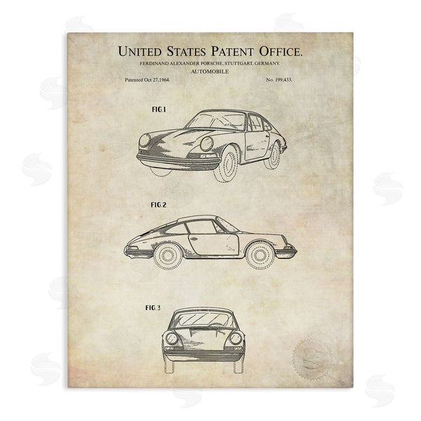 stupell industries Karl Hronek | Automobile Car Detailed Blueprint Diagram Patent Office Text Wall Art