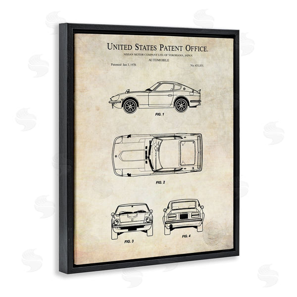 Stupell Industries Karl Hronek | Automobile Car Technical Outline Diagram Blueprint Patent Wall Art