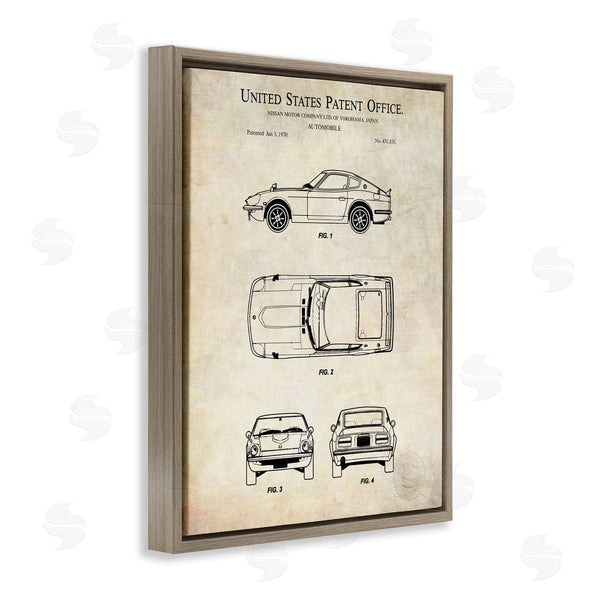Stupell Industries Karl Hronek | Automobile Car Technical Outline Diagram Blueprint Patent Wall Art