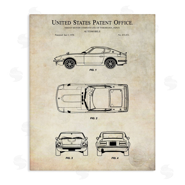 stupell industries Karl Hronek | Automobile Car Technical Outline Diagram Blueprint Patent Wall Art
