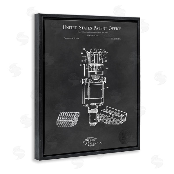 Stupell Industries Karl Hronek | Black Microphone Diagram Detailed Patent Design Wall Art