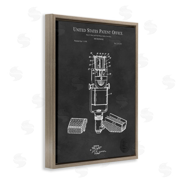 Stupell Industries Karl Hronek | Black Microphone Diagram Detailed Patent Design Wall Art