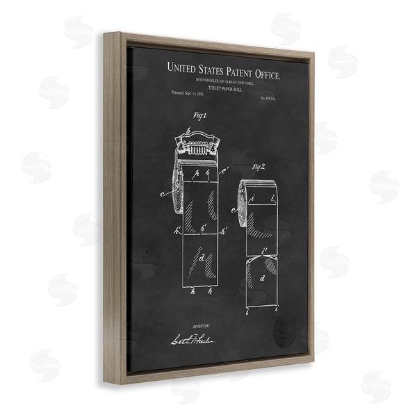 Stupell Industries Karl Hronek | Black Toilet Paper Bathroom Diagram Outline Blueprint Wall Art