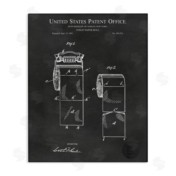 stupell industries Karl Hronek | Black Toilet Paper Bathroom Diagram Outline Blueprint Wall Art