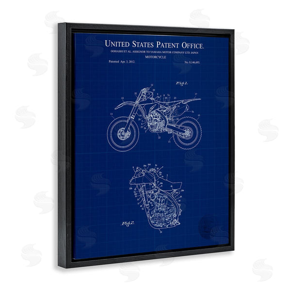Stupell Industries Karl Hronek | Blue Motorcycle Blueprint