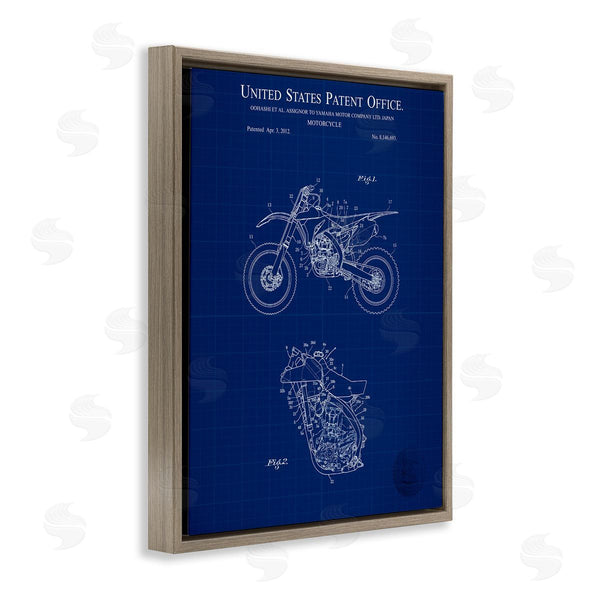 Stupell Industries Karl Hronek | Blue Motorcycle Blueprint