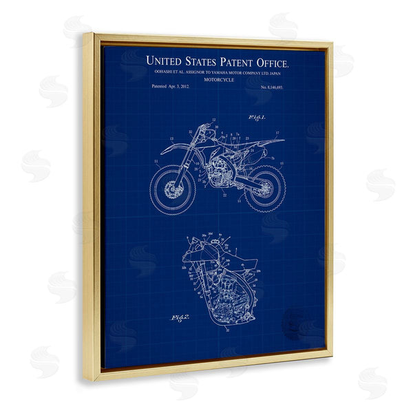 Stupell Industries Karl Hronek | Blue Motorcycle Blueprint