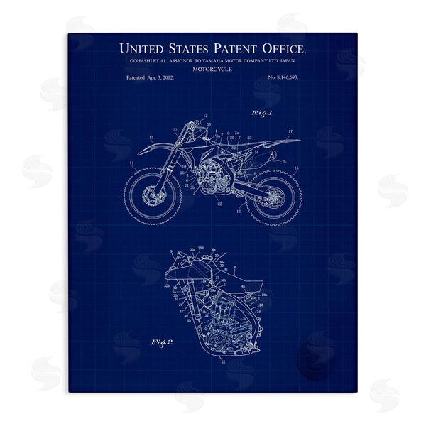 stupell industries Karl Hronek | Blue Motorcycle Blueprint