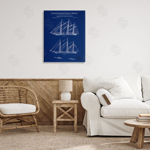 Stupell Industries Karl Hronek | Blue Ship Boat Diagram Detailed Blueprint Patent Design Wall Art