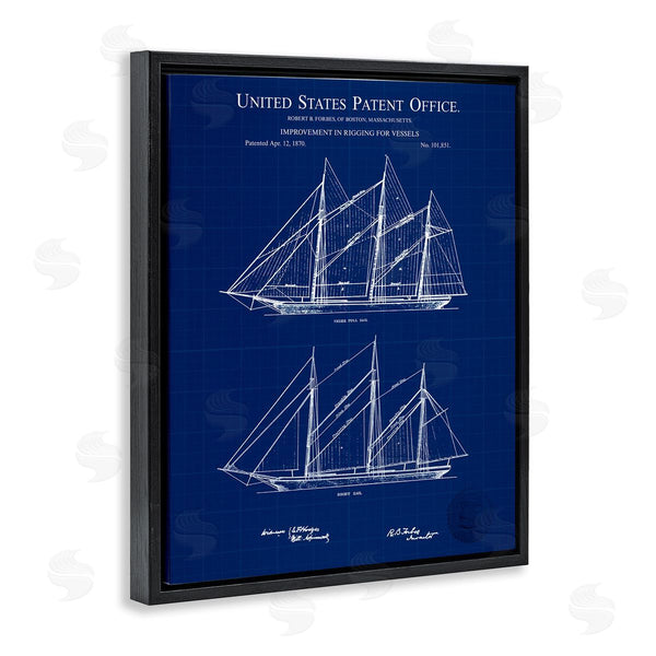Stupell Industries Karl Hronek | Blue Ship Boat Diagram Detailed Blueprint Patent Design Wall Art