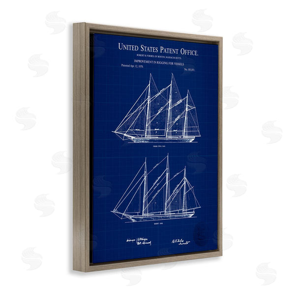 Stupell Industries Karl Hronek | Blue Ship Boat Diagram Detailed Blueprint Patent Design Wall Art
