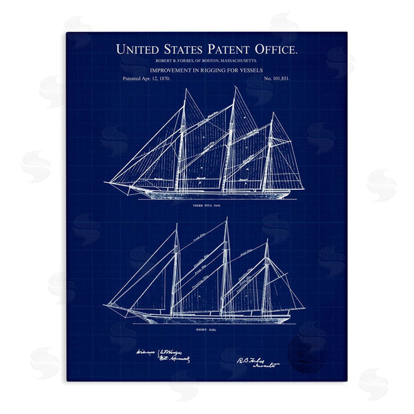 stupell industries Karl Hronek | Blue Ship Boat Diagram Detailed Blueprint Patent Design Wall Art