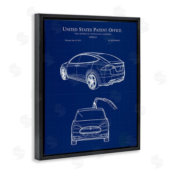 Stupell Industries Karl Hronek | Blue Vehicle Car Outline Diagram Blueprint Style Wall Art