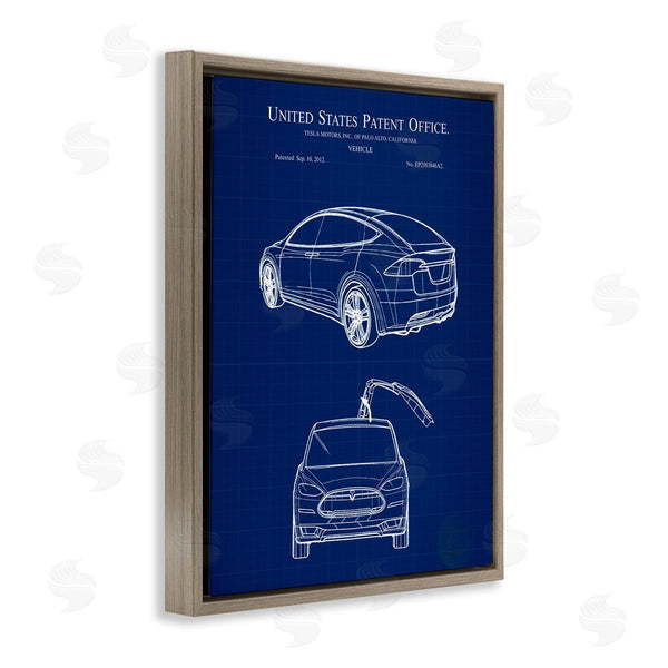 Stupell Industries Karl Hronek | Blue Vehicle Car Outline Diagram Blueprint Style Wall Art