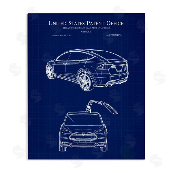 stupell industries Karl Hronek | Blue Vehicle Car Outline Diagram Blueprint Style Wall Art