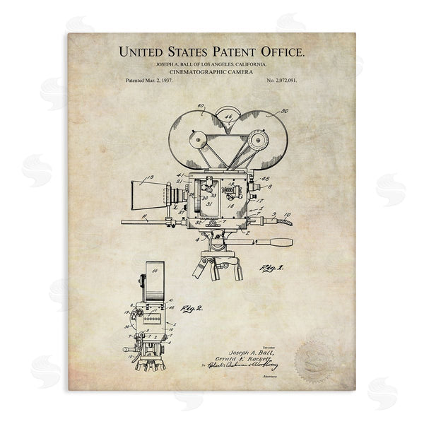 stupell industries Karl Hronek | Cinematographic Camera Patent Detailed Blueprint Design Wall Art