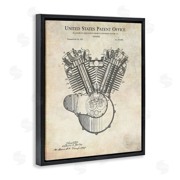 Stupell Industries Karl Hronek | Detailed Engine Machine Diagram Blueprint Patent Text Wall Art