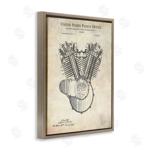 Stupell Industries Karl Hronek | Detailed Engine Machine Diagram Blueprint Patent Text Wall Art