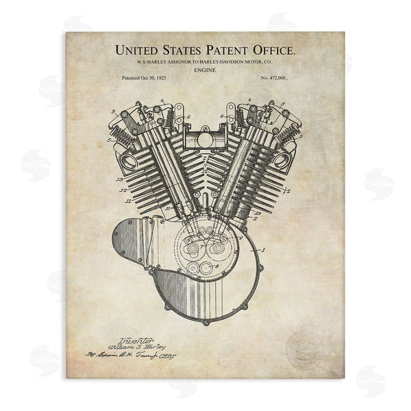 stupell industries Karl Hronek | Detailed Engine Machine Diagram Blueprint Patent Text Wall Art