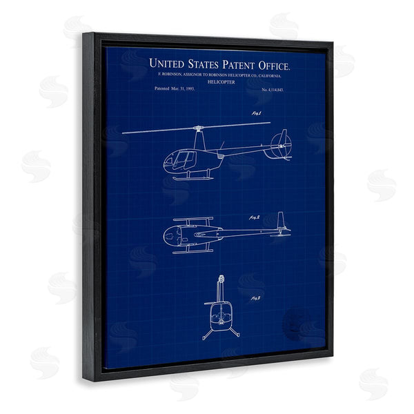 Stupell Industries Karl Hronek | Detailed Helicopter Blueprint
