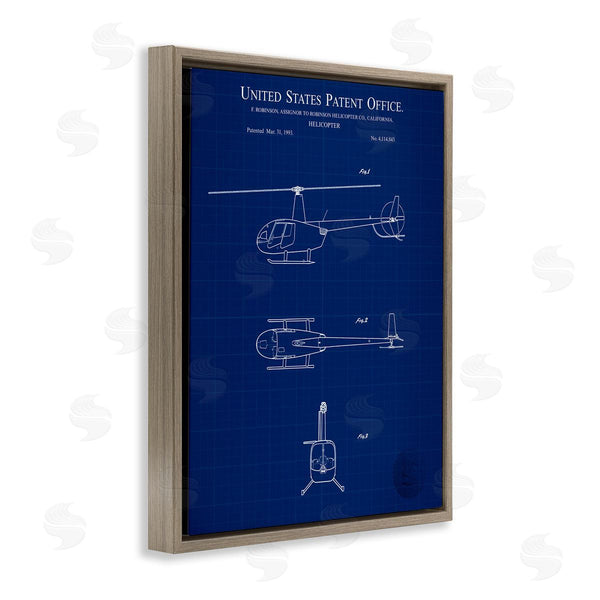 Stupell Industries Karl Hronek | Detailed Helicopter Blueprint