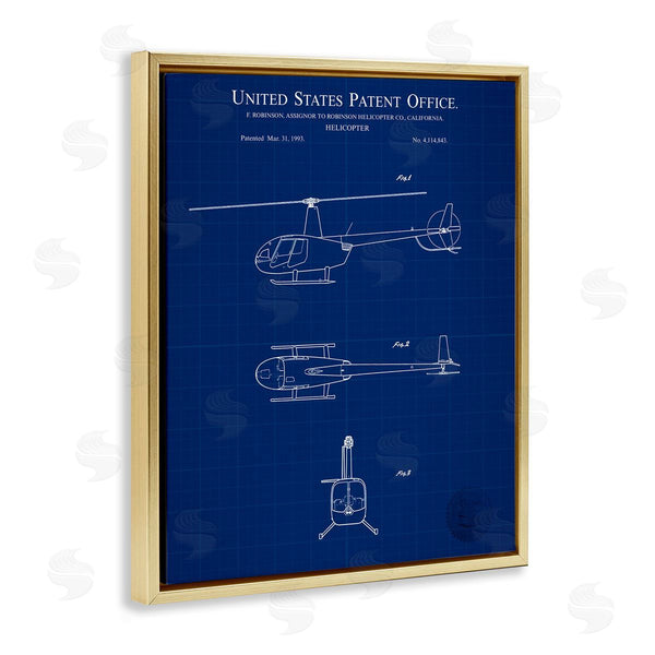 Stupell Industries Karl Hronek | Detailed Helicopter Blueprint
