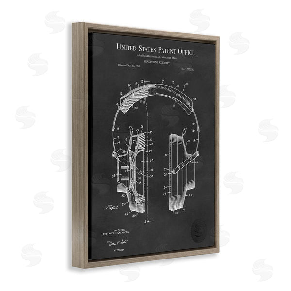 Stupell Industries Karl Hronek | Detailed Music Headphones Diagram Blueprint Patent Design Wall Art