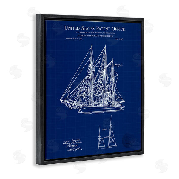 Stupell Industries Karl Hronek | Detailed Sailboat Ship Nautical Blueprint Outline Diagram Wall Art