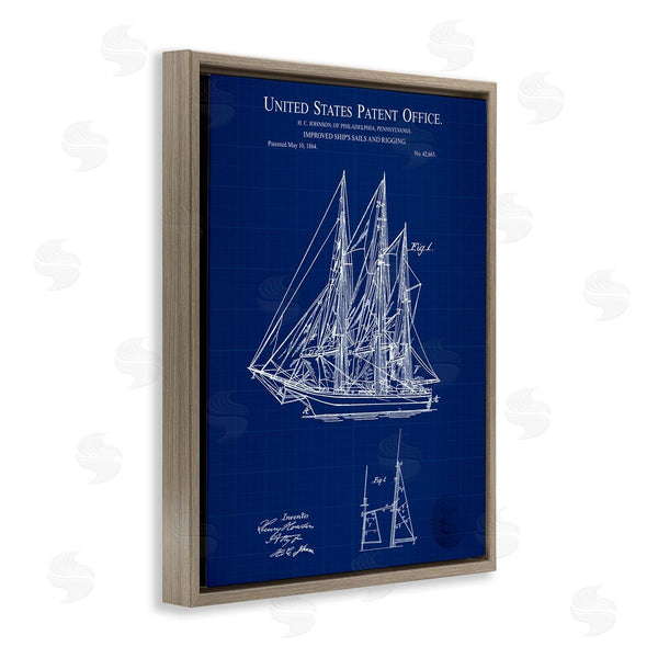 Stupell Industries Karl Hronek | Detailed Sailboat Ship Nautical Blueprint Outline Diagram Wall Art