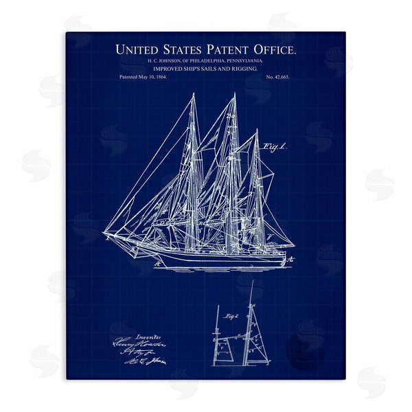 stupell industries Karl Hronek | Detailed Sailboat Ship Nautical Blueprint Outline Diagram Wall Art