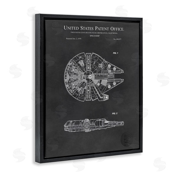 Stupell Industries Karl Hronek | Detailed Sci-fi Spacecraft Representation Blueprint Diagram Wall Art