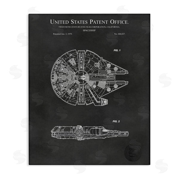 stupell industries Karl Hronek | Detailed Sci-fi Spacecraft Representation Blueprint Diagram Wall Art