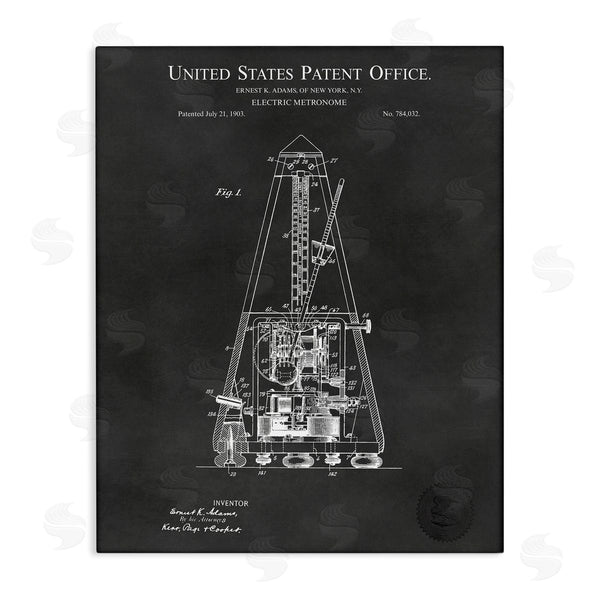 stupell industries Karl Hronek | Detailed Tech Electric Metronome Patent Blueprint Diagram Wall Art
