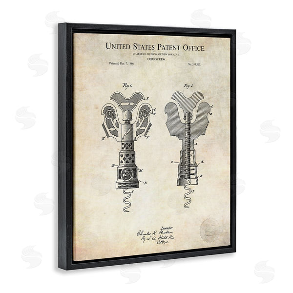 Stupell Industries Karl Hronek | Detailed Vintage Bottle Corkscrew Patent Blueprint Diagram Wall Art