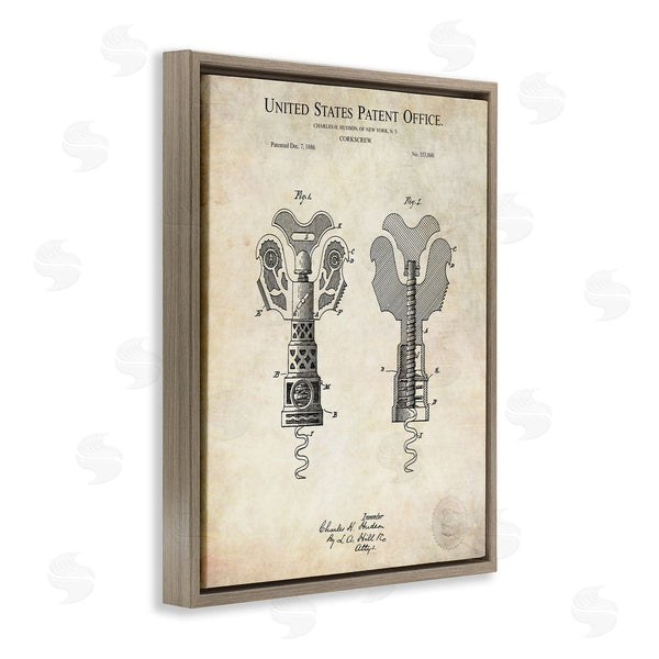 Stupell Industries Karl Hronek | Detailed Vintage Bottle Corkscrew Patent Blueprint Diagram Wall Art