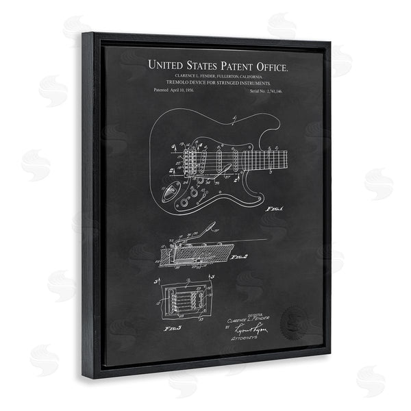 Stupell Industries Karl Hronek | Electric Guitar Instrument Musician Detailed Patent Blueprint Wall Art