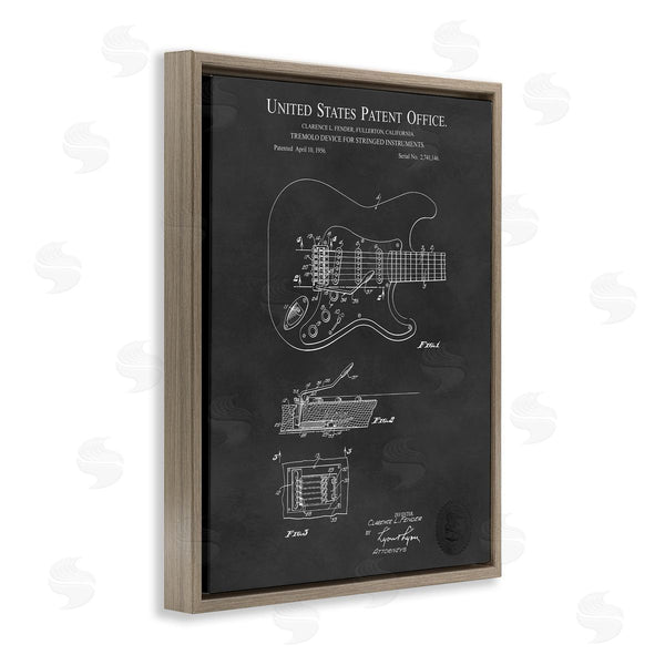 Stupell Industries Karl Hronek | Electric Guitar Instrument Musician Detailed Patent Blueprint Wall Art