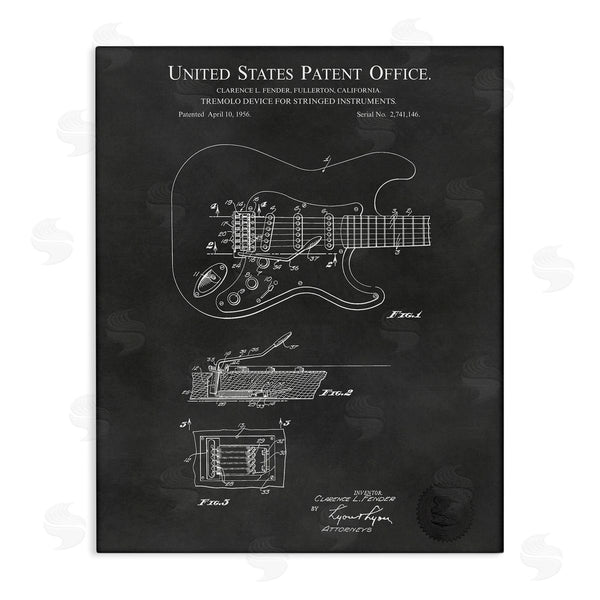 stupell industries Karl Hronek | Electric Guitar Instrument Musician Detailed Patent Blueprint Wall Art