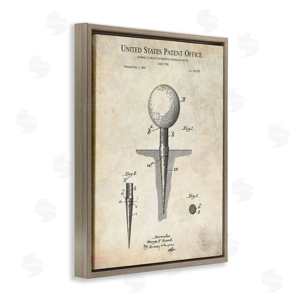 Stupell Industries Karl Hronek | Golf Ball Tee Patent Blueprint Diagram Outline Wall Art