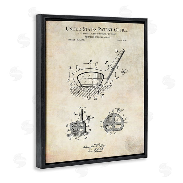 Stupell Industries Karl Hronek | Golf Club Head Detailed Design Blueprint Patent Wall Art