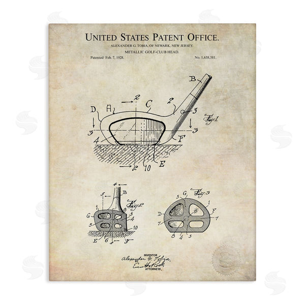stupell industries Karl Hronek | Golf Club Head Detailed Design Blueprint Patent Wall Art