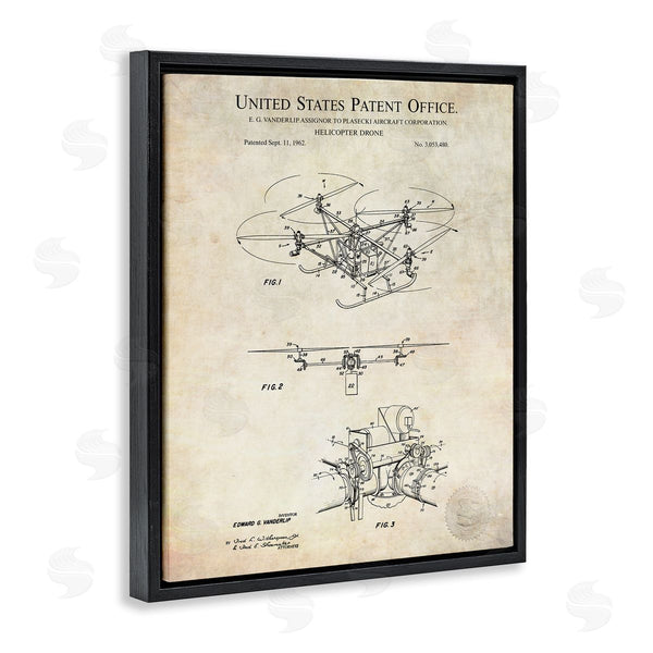 Stupell Industries Karl Hronek | Helicopter Aircraft Engine Blueprint Diagram Patent Text Wall Art