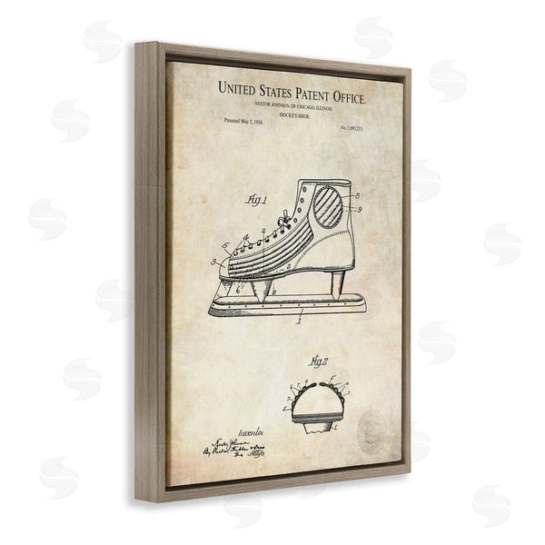Stupell Industries Karl Hronek | Hockey Skate Shoe Labeled Diagram Patent Text Wall Art