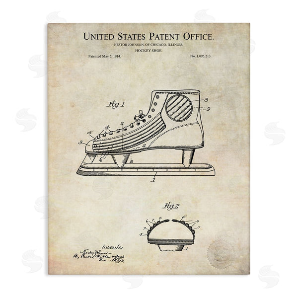 stupell industries Karl Hronek | Hockey Skate Shoe Labeled Diagram Patent Text Wall Art