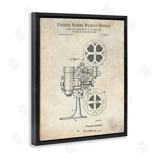 Stupell Industries Karl Hronek | Motion Picture Projector Patent Design Blueprint Diagram Wall Art
