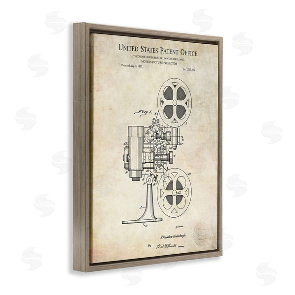 Stupell Industries Karl Hronek | Motion Picture Projector Patent Design Blueprint Diagram Wall Art