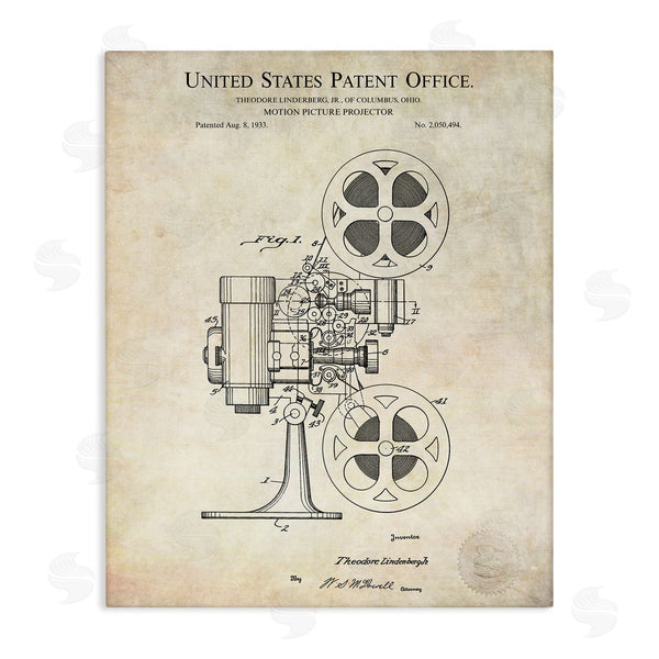 stupell industries Karl Hronek | Motion Picture Projector Patent Design Blueprint Diagram Wall Art
