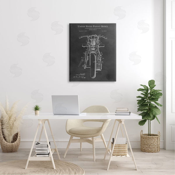 Stupell Industries Karl Hronek | Motor Vehicle Motorcycle Patent Text Blueprint Diagram Wall Art
