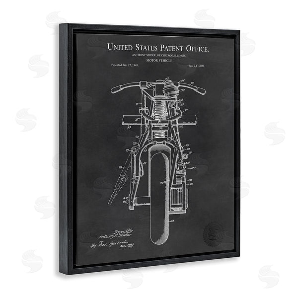 Stupell Industries Karl Hronek | Motor Vehicle Motorcycle Patent Text Blueprint Diagram Wall Art