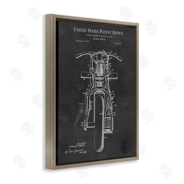Stupell Industries Karl Hronek | Motor Vehicle Motorcycle Patent Text Blueprint Diagram Wall Art